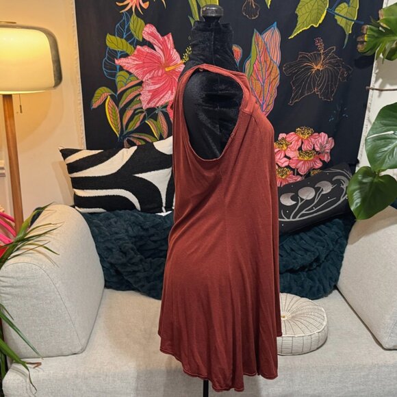 PERUVIAN CONNECTION Seabreeze Asymmetric Hem Pima & Modal Tank, Burnt Sienna, L - Picture 6 of 16